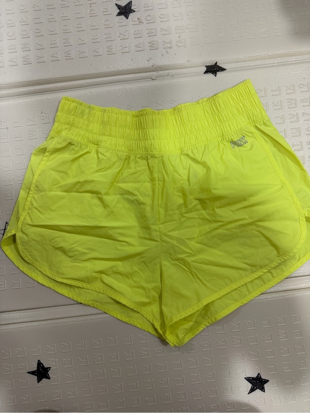 PINK Victoria's Secret Neon Lime High-Waist Athletic Shorts